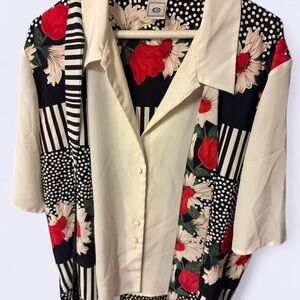 Floral Patchwork Button-Up Shirt